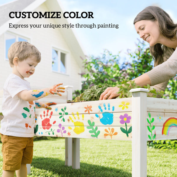 Potager surélevé en bois à 2 niveaux pour fleurs, légumes et herbes aromatiques