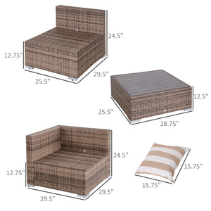 7-piece furniture set in woven resin, grey