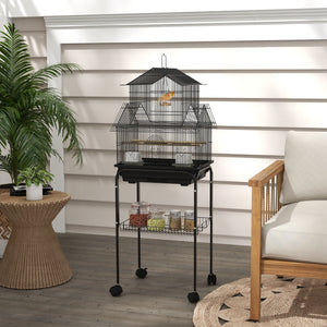 Cage à oiseaux 48" avec perchoir, balançoire, récipient pour nourriture, plateau coulissant et poignée