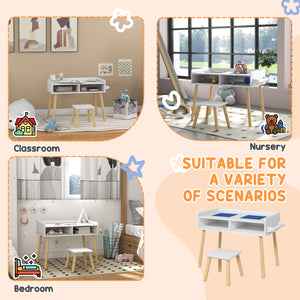 3-in-1 Table and Chair Set for Playing, Drawing, Reading, Art, Crafts, Playroom, Blue
