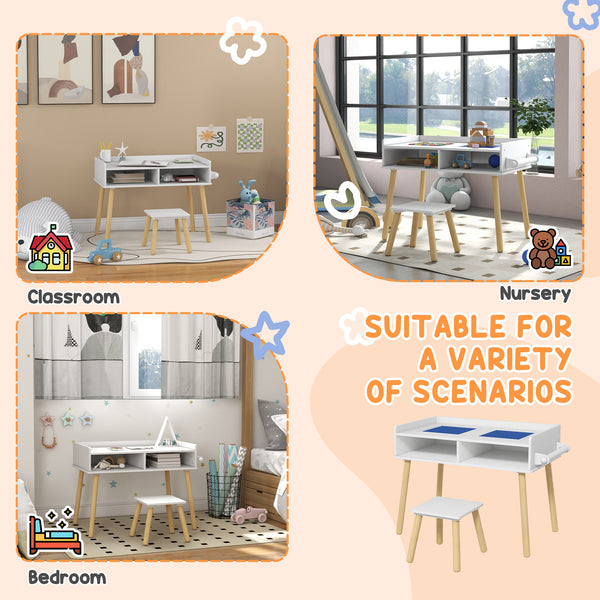3-in-1 Table and Chair Set for Playing, Drawing, Reading, Art, Crafts, Playroom, Blue