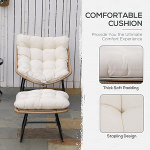 Fauteuil en rotin avec repose-pieds