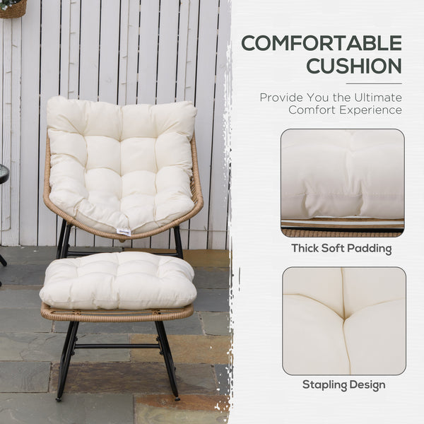 Fauteuil en rotin avec repose-pieds