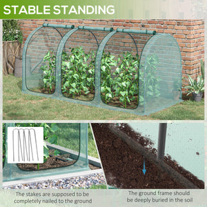 Protective plant cage with 3 zippered doors and 4 ground stakes