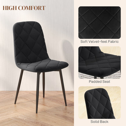 Set of 4 Upholstered Dining Chairs with Steel Legs, Modern Kitchen Chair for Dining Room, Black