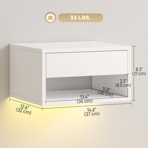 Floating Bedside Table Set of 2 with RGB LED Lights App Control