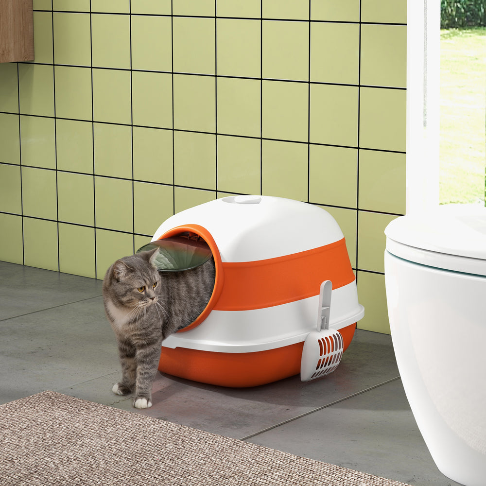 Litter box with lid, orange