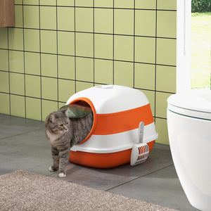 Litter box with lid, orange