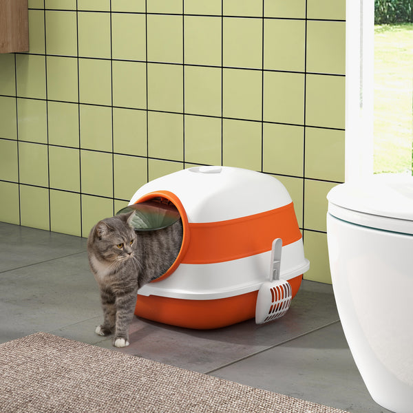 Litter box with lid, orange