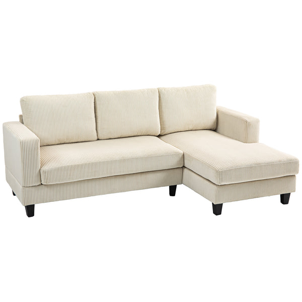 Canapé en L avec méridienne et coussin à ressorts, beige