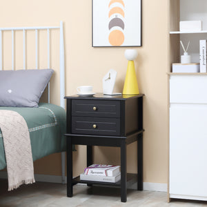 Table d'appoint moderne avec tiroirs et étagère de rangement, noire mat