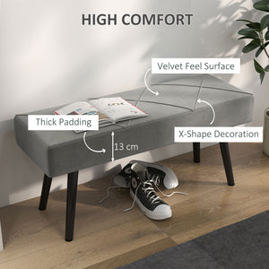 Banc de chambre rembourré avec pieds en acier, gris
