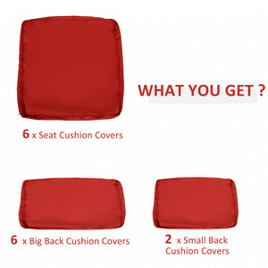 Ensemble de housses de coussins de rechange 14 pièces, rouge
