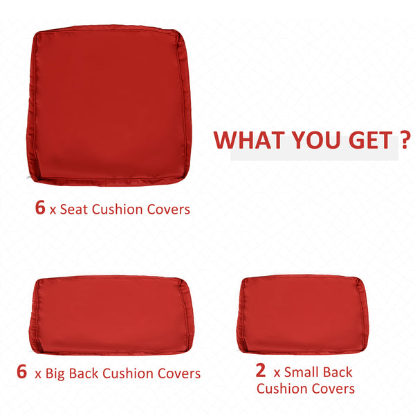 Ensemble de housses de coussins de rechange 14 pièces, rouge