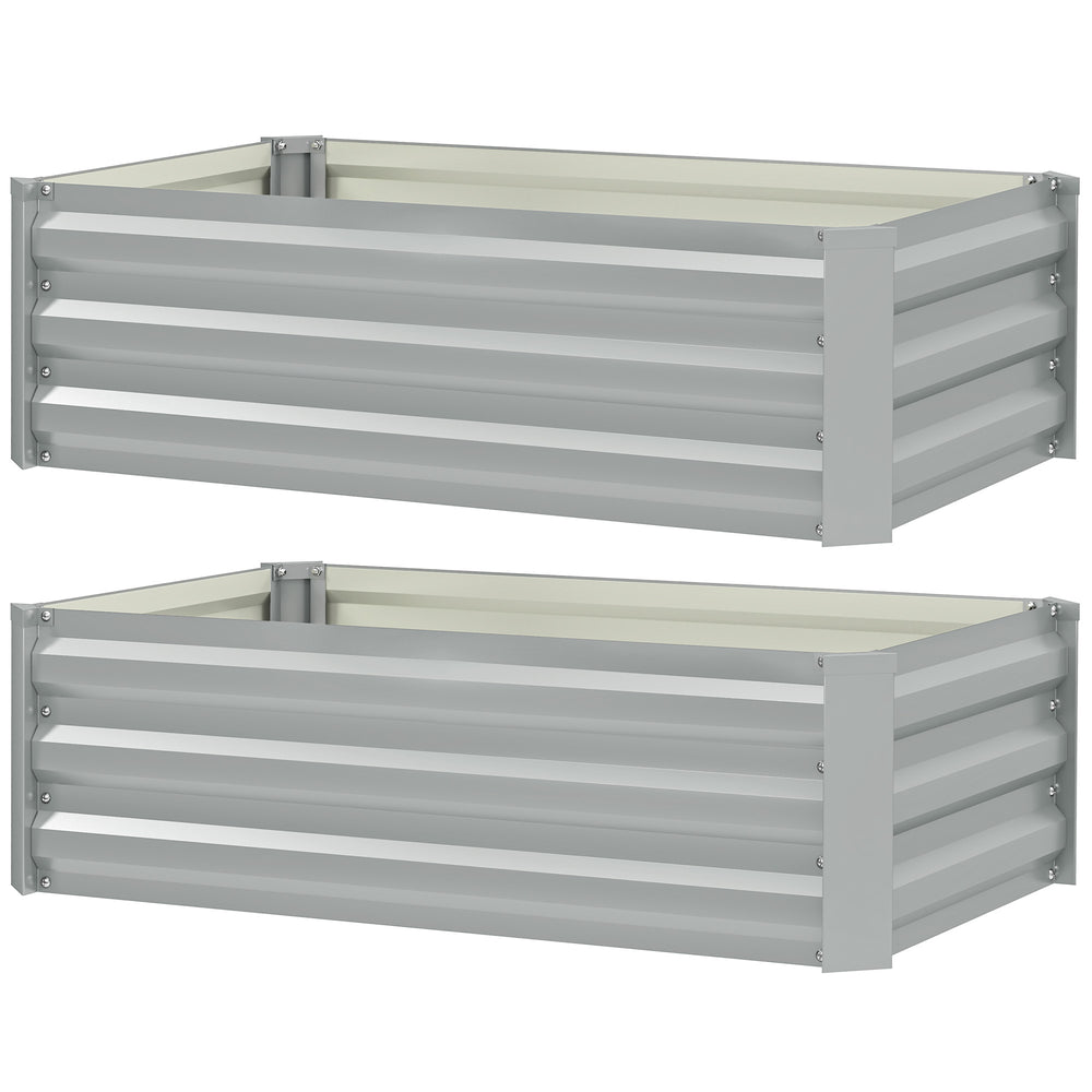Lot de 2 jardinières surélevées galvanisées pour jardin, gris clair
