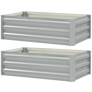 Lot de 2 jardinières surélevées galvanisées pour jardin, gris clair