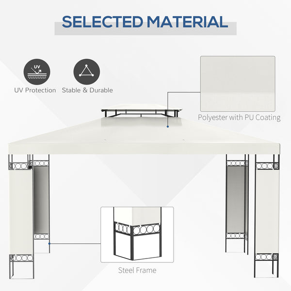 10' x 13' Outdoor Gazebo, Double Roof Patio Gazebo Canopy Shelter with Screen Decorate Corner Frame, White