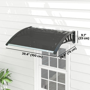 Window Awning Door Canopy, 29.9" x 39.4" Polycarbonate Cover, Front Door Patio Canopy with Solid Panel, Transparent