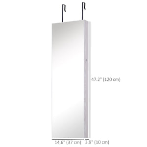 Armoire à bijoux avec miroir, éclairage LED et 2 clés, aspect bois gris