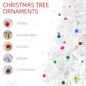Sapin de Noël artificiel blanc de 6 pieds avec ornement