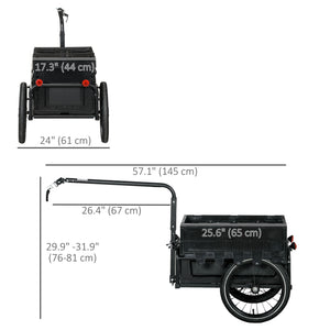 Aosom Steel Trailer for Bike, Bicycle Cargo Trailer with Foldable Storage Box and Safe Reflectors, Max Load 88LBS, Black