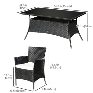 Ensemble de salle à manger de jardin 7 pieces avec coussins rembourré, résistant aux UV, pour véranda, jardin et terrasse, gris