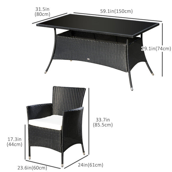 Ensemble de salle à manger de jardin 7 pieces avec coussins rembourré, résistant aux UV, pour véranda, jardin et terrasse, gris