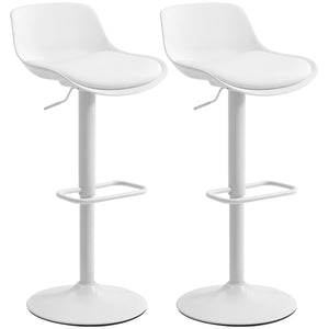 Set of 2 bar stools with swivel seats in faux leather, white