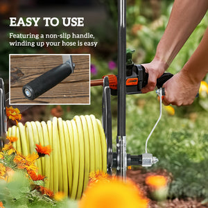 98 ft garden hose reel with 5/8 in hose included