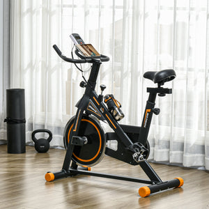 Vélo d'entraînement cardio avec écran LCD à résistance réglable, orange