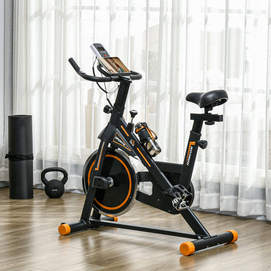 Soozier Upright Exercise Bike, Cardio Workout Bike with Adjustable Resistance LCD Display, Orange