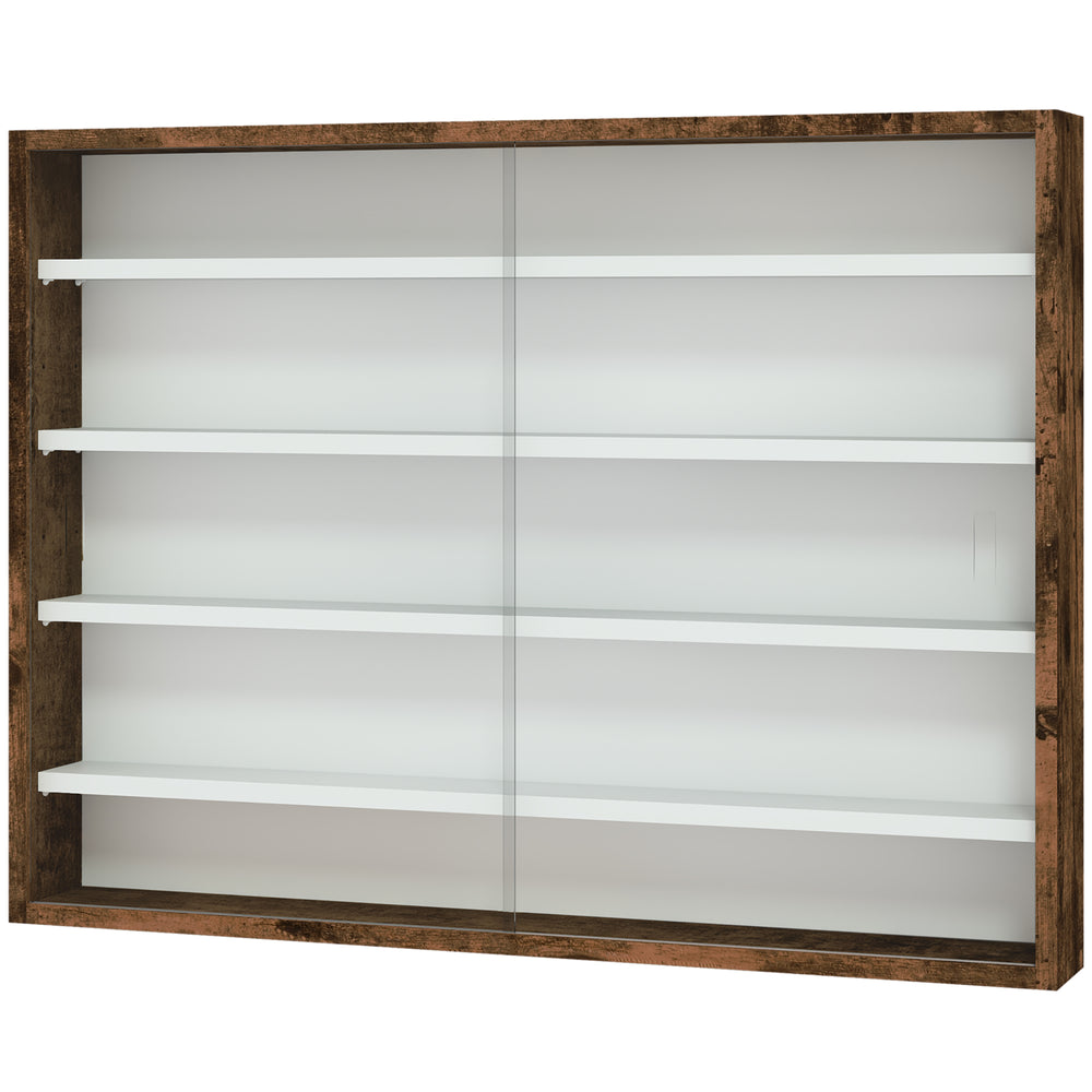 5-Tier Glass Display Cabinet with 2 Glass Doors and 4 Adjustable Shelves, Brown