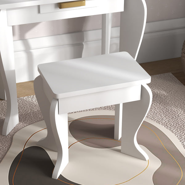 Ensemble coiffeuse et chaises avec tiroir, blanc