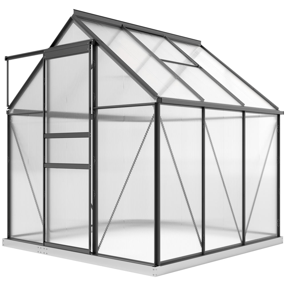 Polycarbonate greenhouse with adjustable roof ventilation