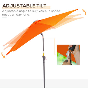 6.5-foot round parasol with crank and tilting canopy, orange