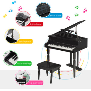 Modern children's piano with 30 keys, black