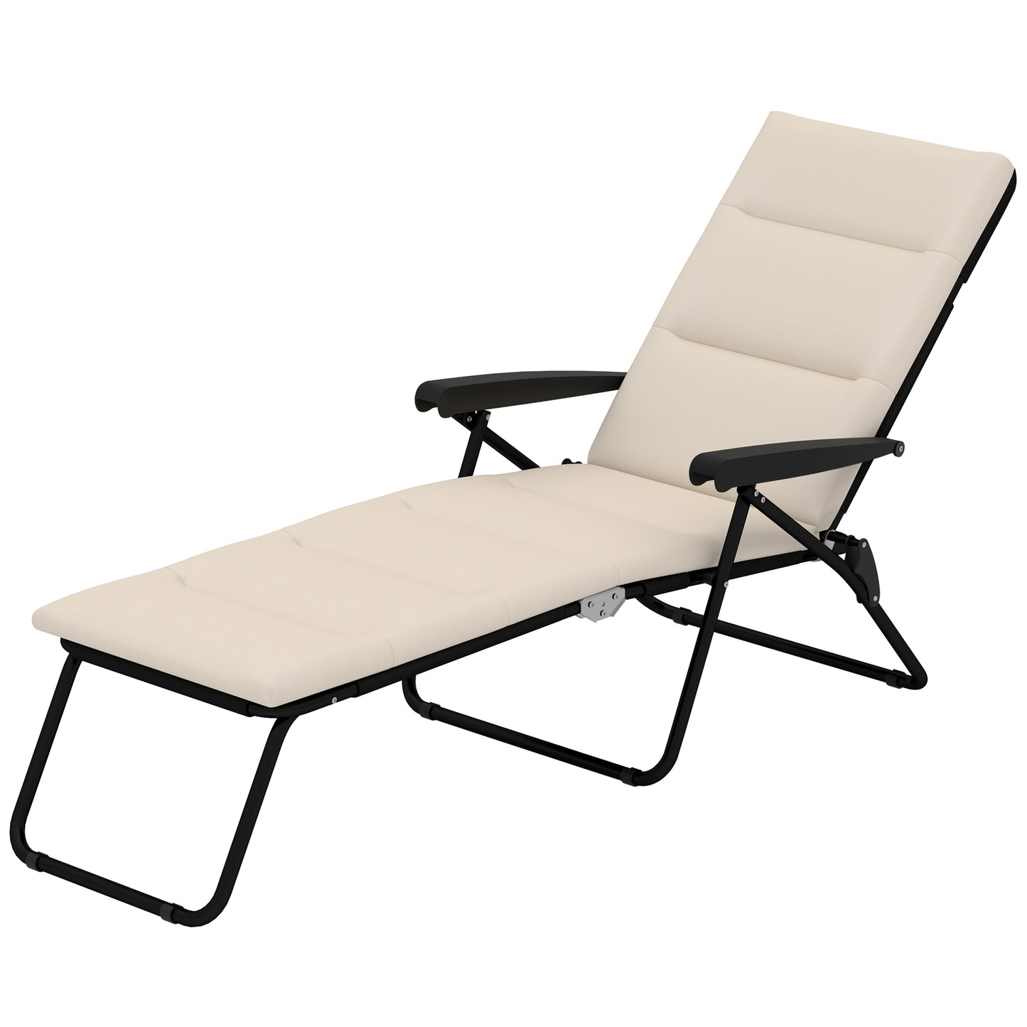 Chaise longue inclinable avec dossier réglable sur 6 positions, beige