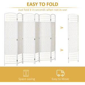 Cloison de séparation pliable à 6 panneaux en fibre ondulée, blanc
