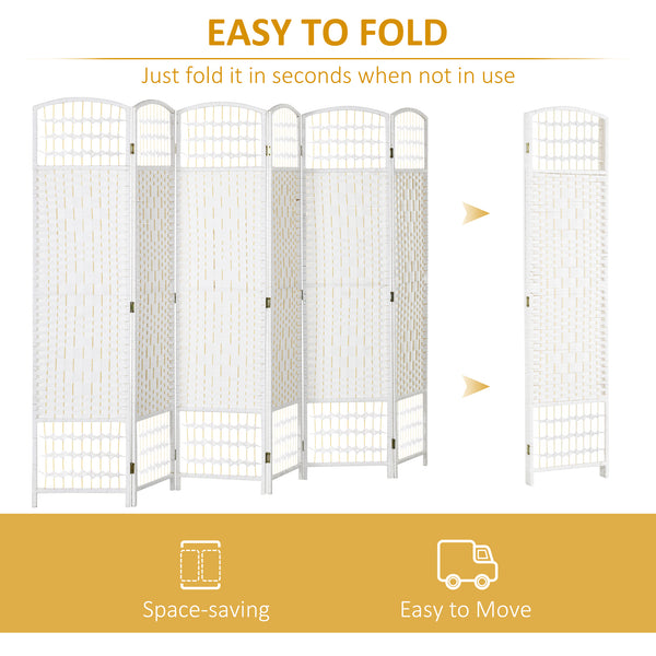 Cloison de séparation pliable à 6 panneaux en fibre ondulée, blanc