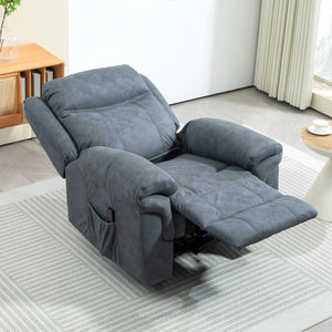 Fauteuil inclinable électrique avec massage vibrant et repose-pieds – Bleu/gris