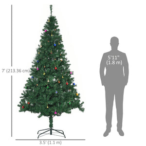 Sapin de Noël artificiel vert de 7 pieds avec décorations