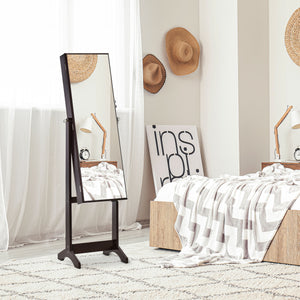 Armoire à bijoux avec miroir, verrouillable, 3 angles réglables, marron