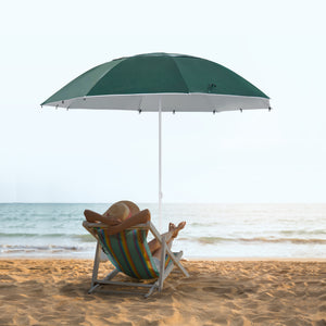 Parasol de plage de 7 pieds 2 en 1 avec sac de transport, vert