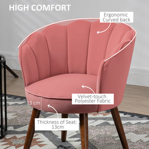 Fauteuil avec tissu velours et pieds en bois, rose