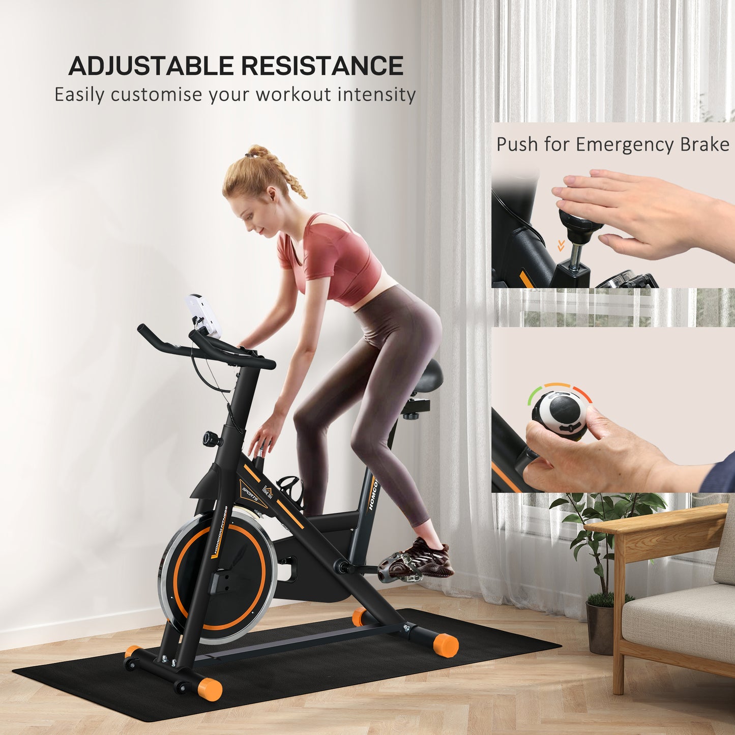 Soozier Upright Exercise Bike, Cardio Workout Bike with Adjustable Resistance LCD Display, Orange