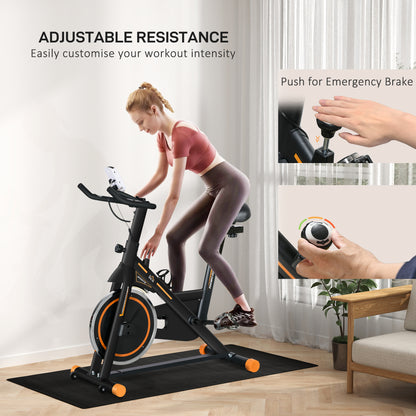 Soozier Upright Exercise Bike, Cardio Workout Bike with Adjustable Resistance LCD Display, Orange