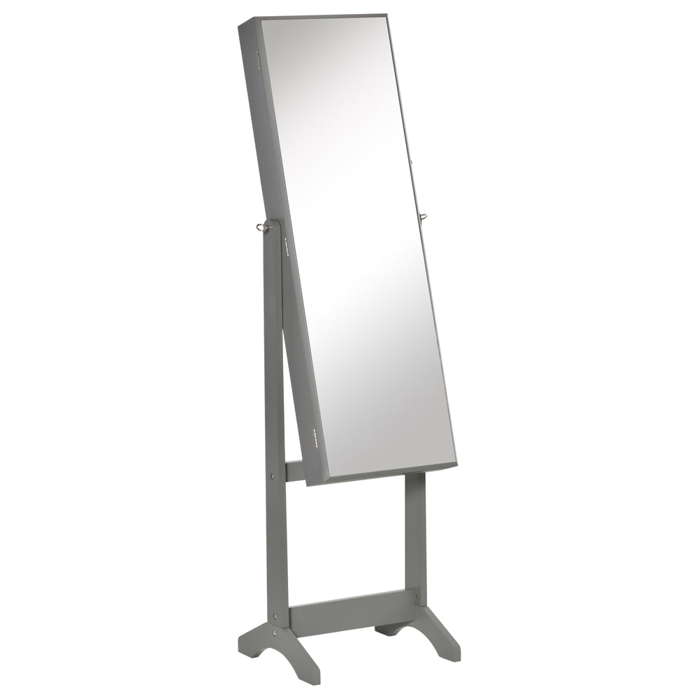 Armoire à bijoux avec miroir verrouillable et 3 angles réglables, gris