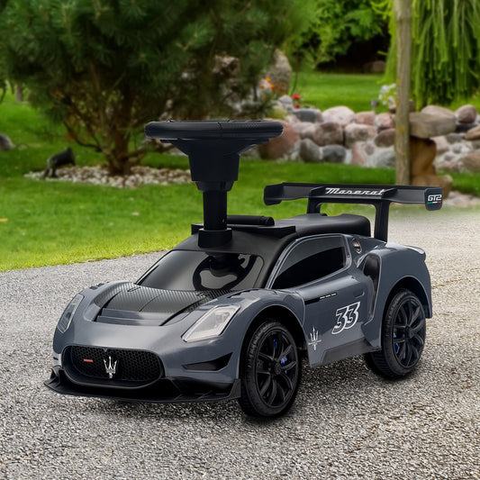 Licensed Maserati GT2 Ride-On Car with Storage, Music, Horn &amp; Footrest for Toddlers 18-60 Months, Grey