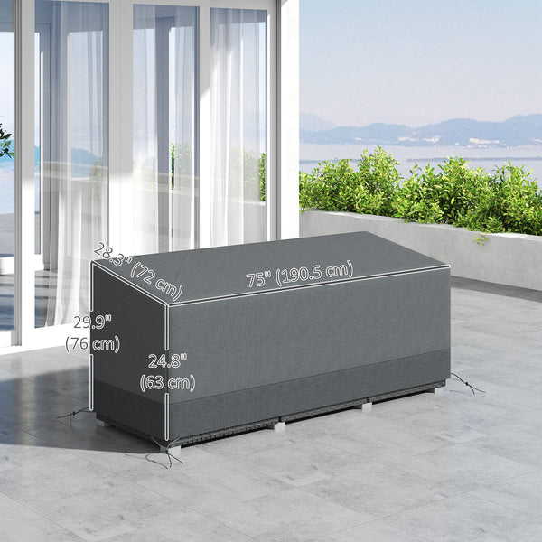 Patio Furniture Covers Waterproof for 3 Seater Sofa, 600D Heavy Duty Oxford Outdoor Patio Cover, 75" x 28.3" x 29.9", Grey