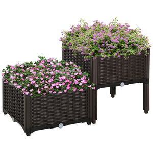 Lot de 2 bacs de jardin surélevés en PP pour fleurs, légumes et herbes aromatiques